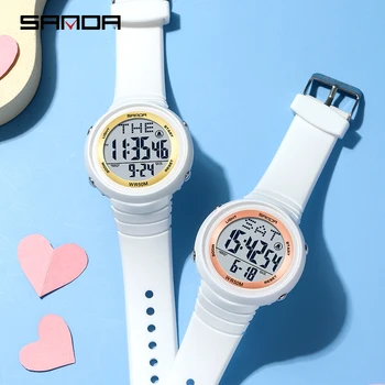 SANDA Módne Hodinky pre Ženy, Nepremokavé Ultra-tenký Silikónový Pásik Náramkové hodinky Digitálne Hodinky LED Ženy Sledovať Relogio Feminino