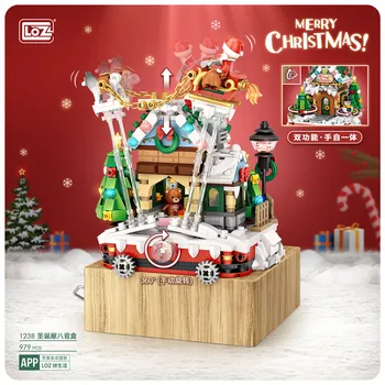 LOZ 1238 Vianočné Music Box Mini bloky detí konštrukcia hračky DIY tehla dievča, darček music box